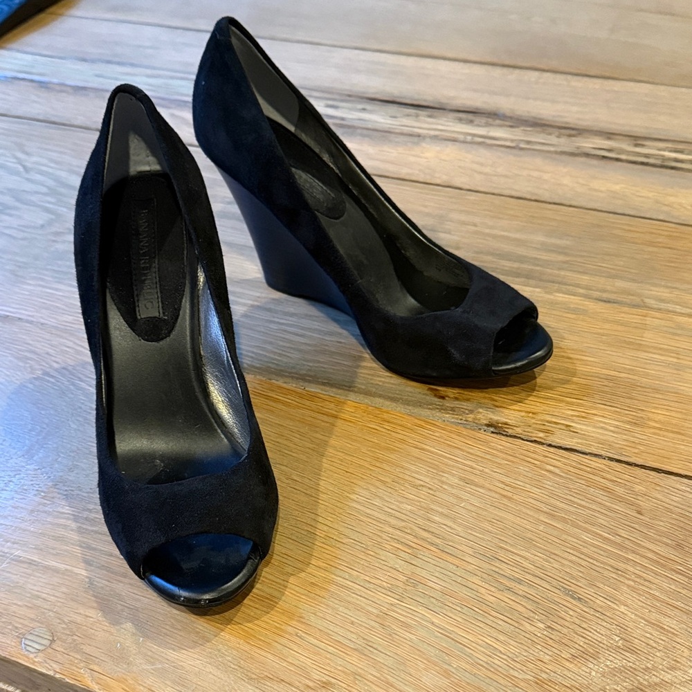 Banana Republic Black Peep-Toe Wedges